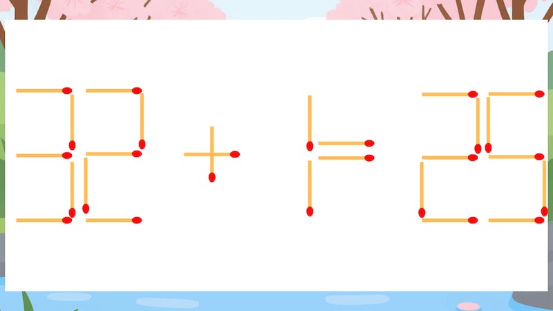 【マッチ棒クイズ】1本だけ動かして正しい式に:32+1=25?の画像