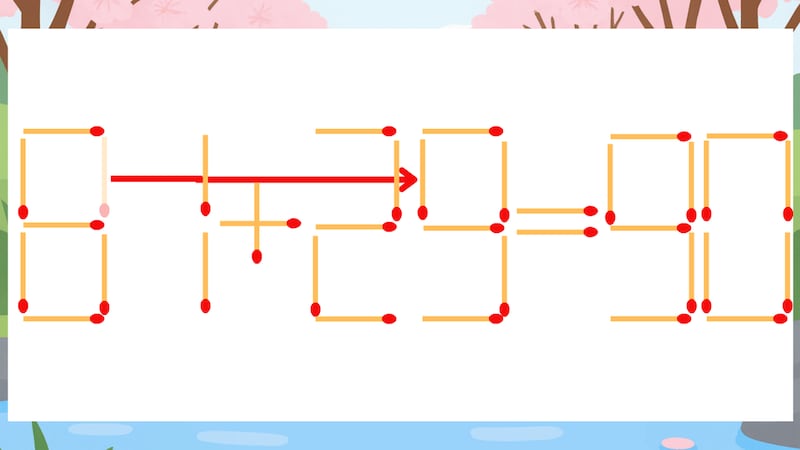 【マッチ棒クイズ】1本だけ動かして正しい式に:81+23=90?の正解画像