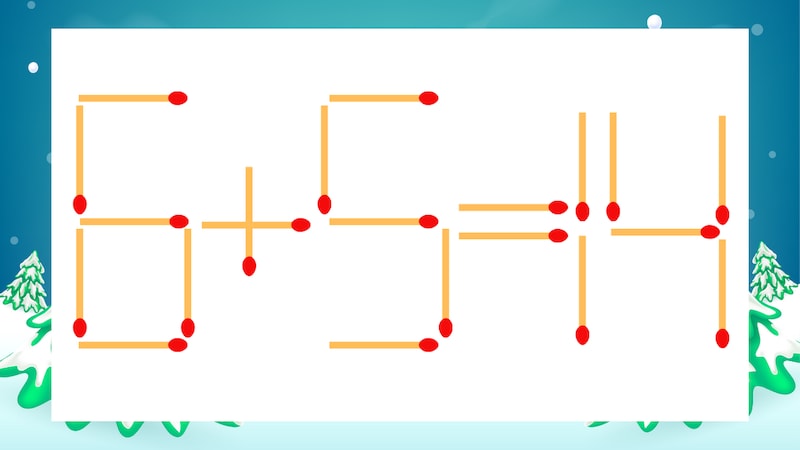 【マッチ棒クイズ】1本だけ動かして正しい式に：6+5=14？の画像