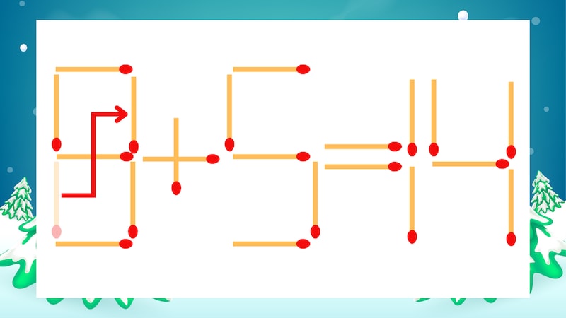【マッチ棒クイズ】1本だけ動かして正しい式に：6+5=14？の正解画像