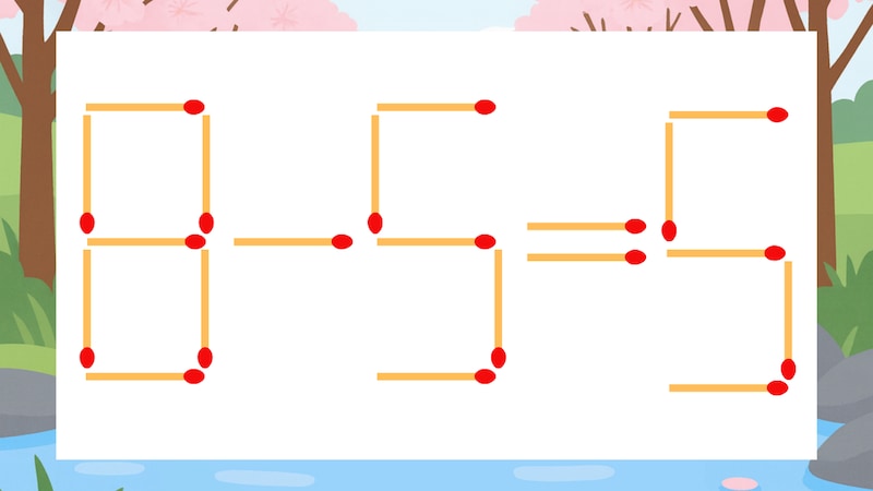 【マッチ棒クイズ】1本だけ動かして正しい式に：8-5=5？の画像