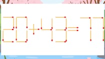 【マッチ棒クイズ】1本だけ動かして正しい式に：20+43=77？