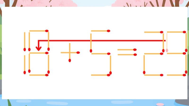 【マッチ棒クイズ】1本だけ動かして正しい式に：10+5=29？の正解画像