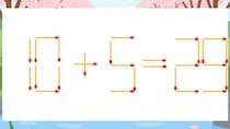 【マッチ棒クイズ】1本だけ動かして正しい式に：10+5=29？