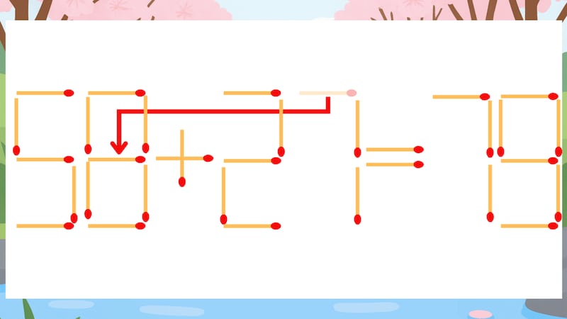【マッチ棒クイズ】1本だけ動かして正しい式に：50+27=79？の正解画像