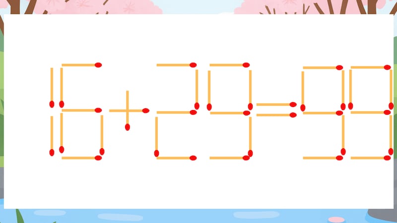 【マッチ棒クイズ】1本だけ動かして正しい式に：16+29=99？の画像