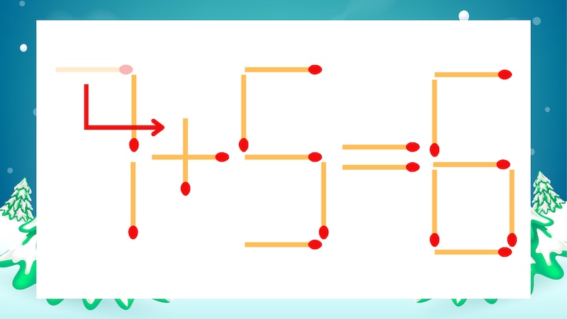 【マッチ棒クイズ】1本だけ動かして正しい式に：7-5=6？の正解画像