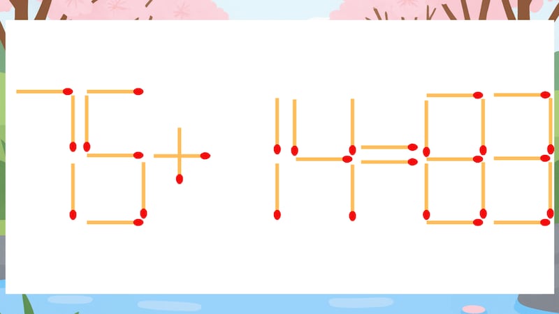 【マッチ棒クイズ】1本だけ動かして正しい式に：75+14=83？の画像