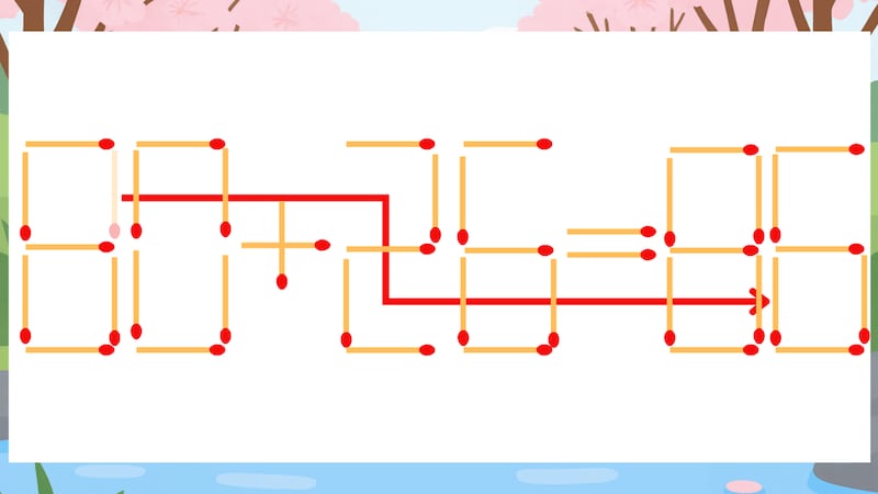 【マッチ棒クイズ】1本だけ動かして正しい式に：80+26=85？の正解画像