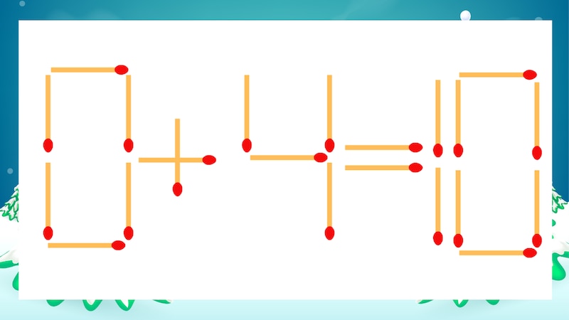 【マッチ棒クイズ】1本だけ動かして正しい式に:0+4=10?の画像