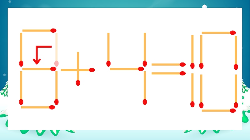 【マッチ棒クイズ】1本だけ動かして正しい式に:0+4=10?の正解画像