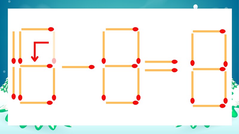 【マッチ棒クイズ】1本だけ動かして正しい式に：10-8=8？の正解画像