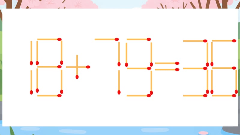 【マッチ棒クイズ】1本だけ動かして正しい式に：18+79=36？の画像