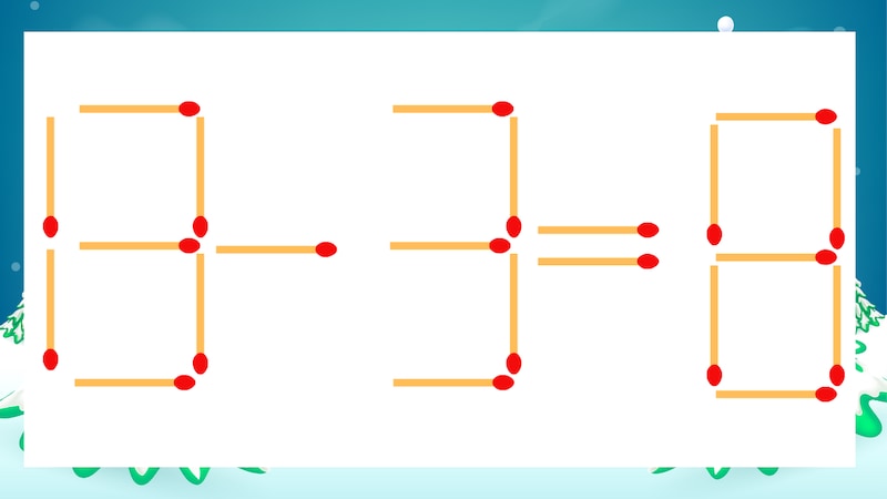 【マッチ棒クイズ】1本だけ動かして正しい式に：13-3=8？の画像