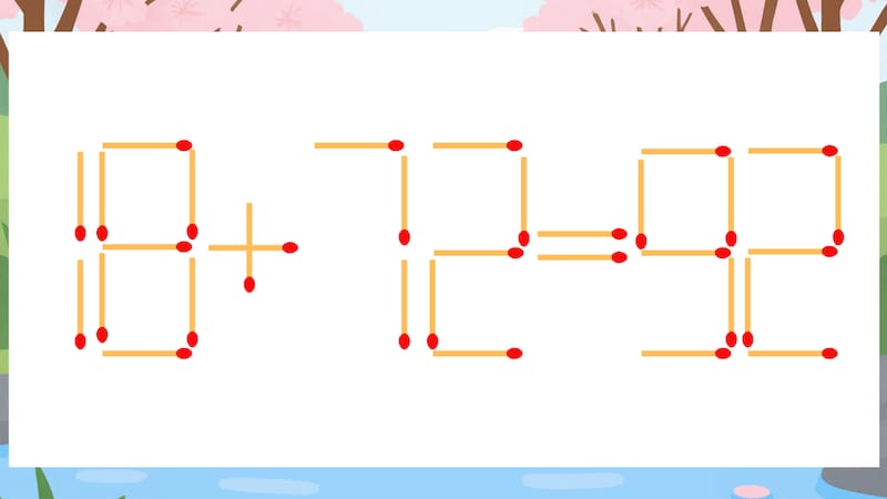 【マッチ棒クイズ】1本だけ動かして正しい式に：18+72=92？の画像
