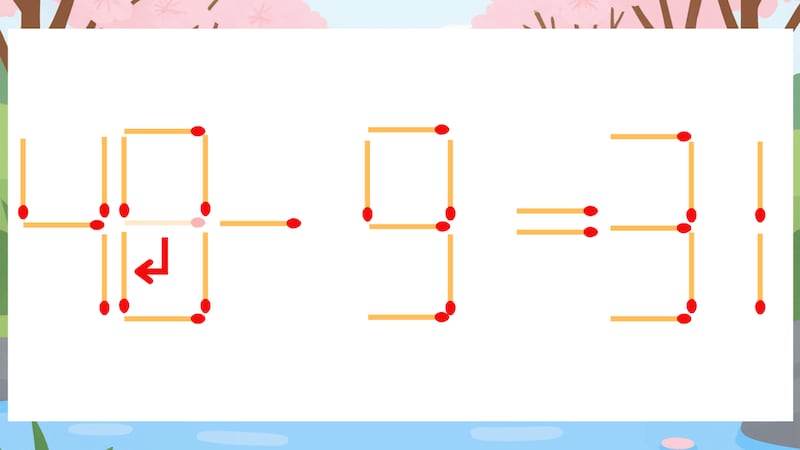 【マッチ棒クイズ】1本だけ動かして正しい式に：49-9=31？の正解画像