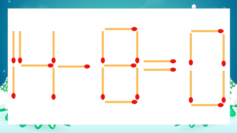 【マッチ棒クイズ】1本だけ動かして正しい式に：14-8=0？の画像