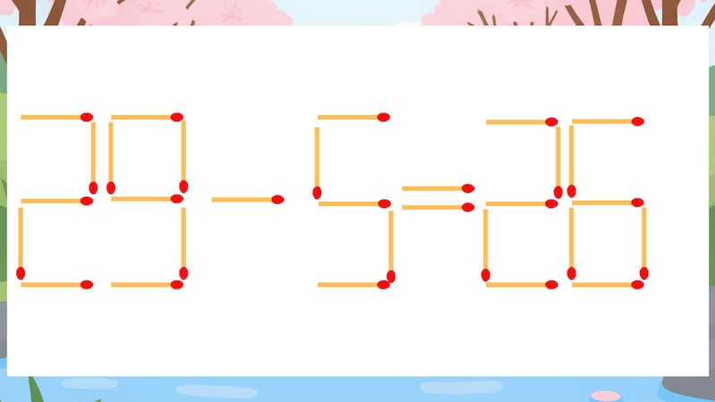 【マッチ棒クイズ】1本だけ動かして正しい式に：29-5=26？の画像