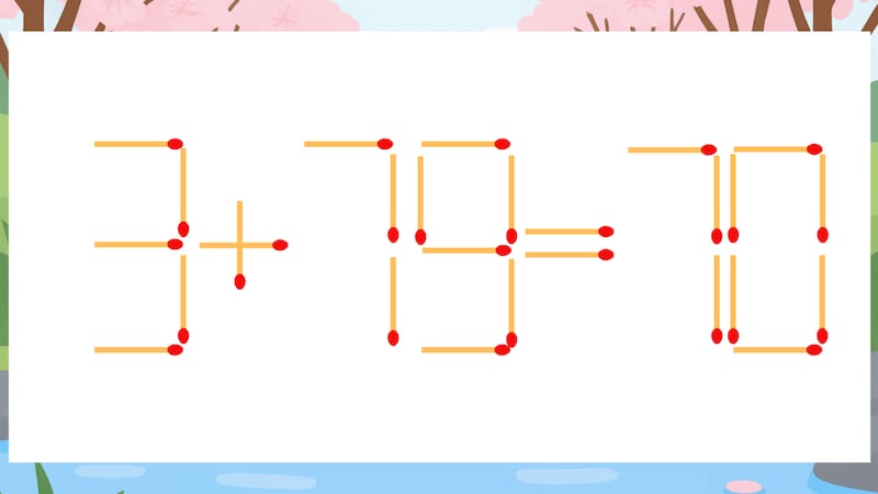 【マッチ棒クイズ】1本だけ動かして正しい式に：3+79=70？の画像