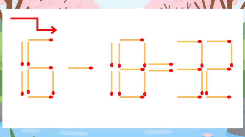 【マッチ棒クイズ】1本だけ動かして正しい式に：16-18=32？の画像