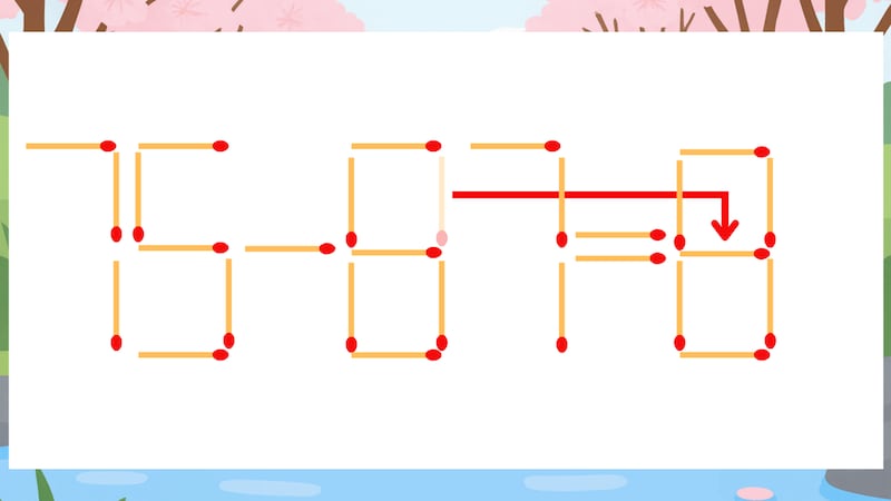 【マッチ棒クイズ】1本だけ動かして正しい式に：75-87=0？の正解画像