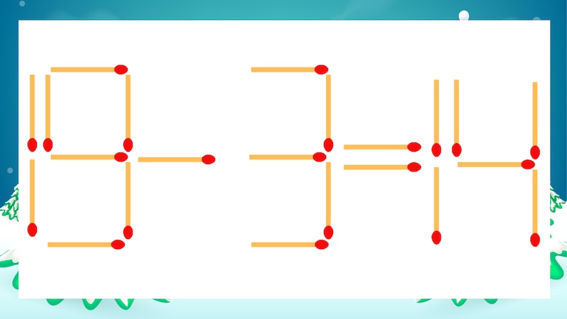 【マッチ棒クイズ】1本だけ動かして正しい式に：19-3=14？の画像