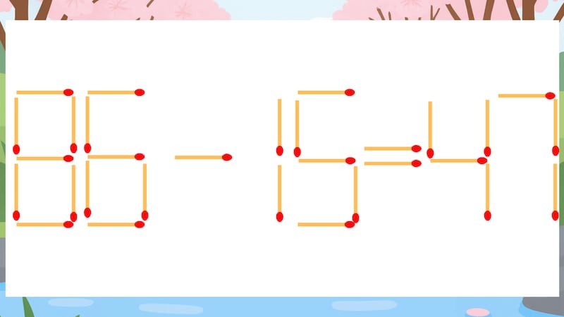 【マッチ棒クイズ】1本だけ動かして正しい式に:86-15=47?の画像
