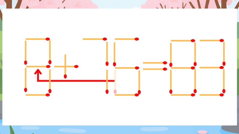 【マッチ棒クイズ】1本だけ動かして正しい式に：0+76=83？の正解画像