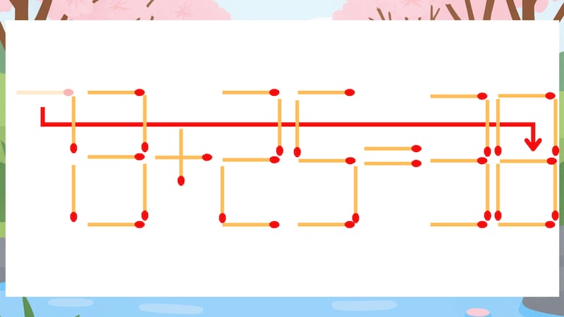 【マッチ棒クイズ】1本だけ動かして正しい式に：73+25=30？の正解画像