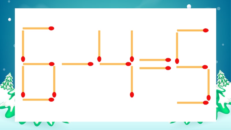 【マッチ棒クイズ】1本だけ動かして正しい式に：6-4=5？の画像