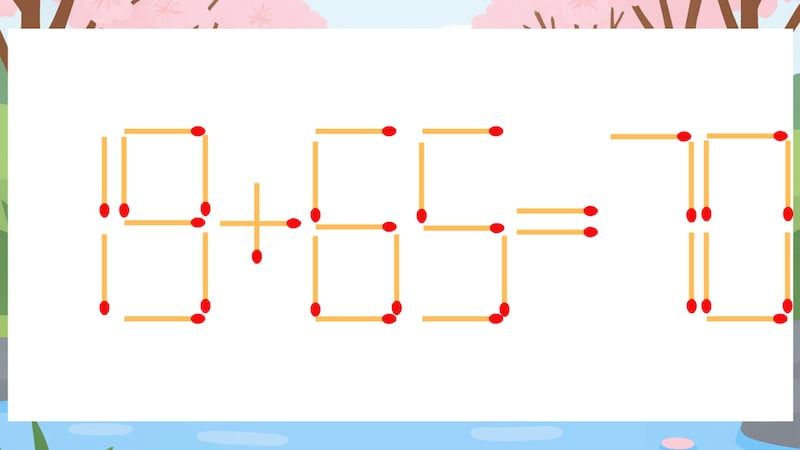 【マッチ棒クイズ】1本だけ動かして正しい式に:19+65=70?の画像