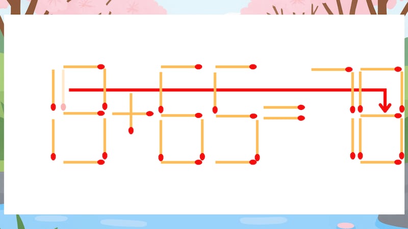 【マッチ棒クイズ】1本だけ動かして正しい式に:19+65=70?の正解画像
