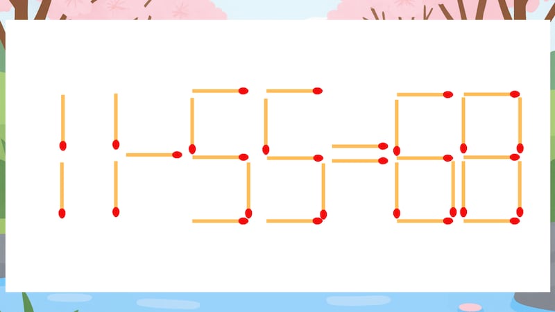 【マッチ棒クイズ】1本だけ動かして正しい式に：11-55=68？の画像