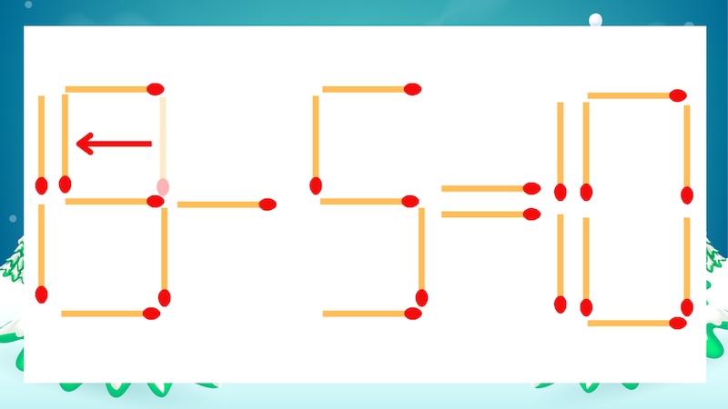 【マッチ棒クイズ】1本だけ動かして正しい式に:13-5=10?の正解画像