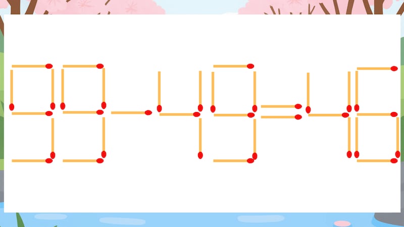 【マッチ棒クイズ】1本だけ動かして正しい式に:99-49=46?の画像