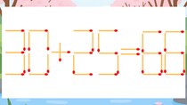 【マッチ棒クイズ】1本だけ動かして正しい式に：30+25=66？