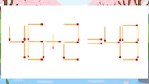【マッチ棒クイズ】1本だけ動かして正しい式に：46+2=49？