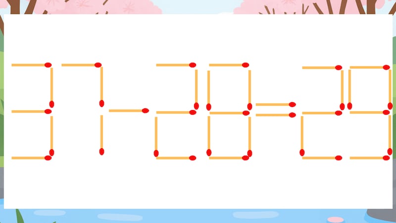 【マッチ棒クイズ】1本だけ動かして正しい式に：37-28=29？の画像