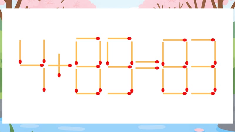 【マッチ棒クイズ】1本だけ動かして正しい式に:4+89=83?の画像
