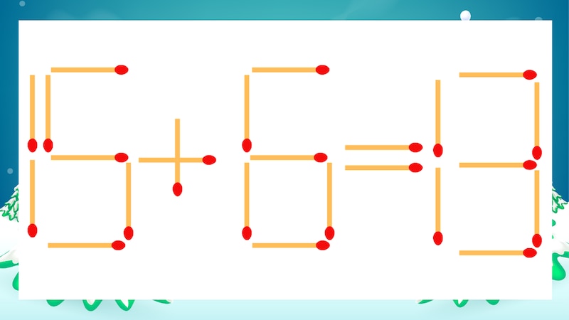 【マッチ棒クイズ】1本だけ動かして正しい式に：15+6=13？の画像