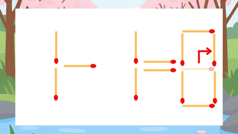 【マッチ棒クイズ】1本だけ動かして正しい式に：1-1=6？の正解画像