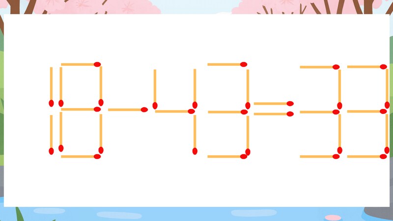 【マッチ棒クイズ】1本だけ動かして正しい式に：18-43=33？の画像
