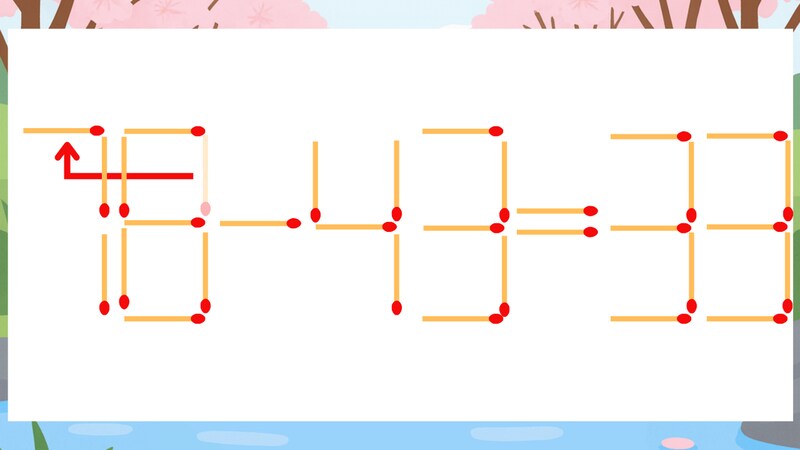【マッチ棒クイズ】1本だけ動かして正しい式に：18-43=33？の正解画像