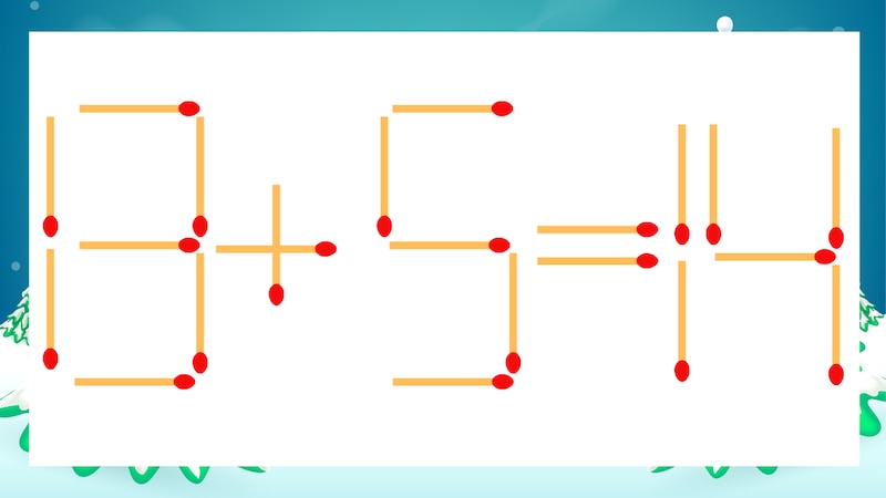 【マッチ棒クイズ】1本だけ動かして正しい式に:13+5=14?の画像