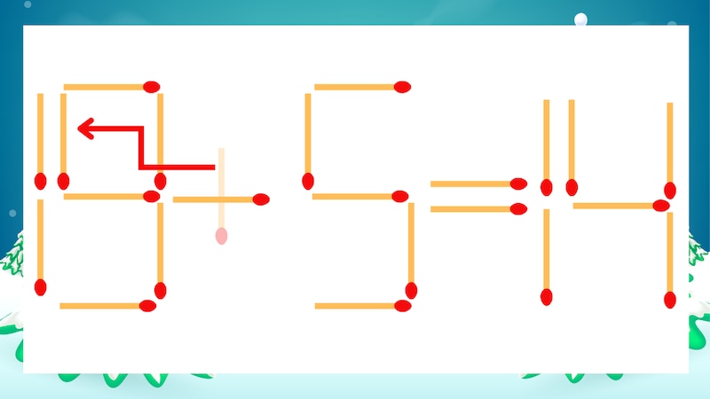 【マッチ棒クイズ】1本だけ動かして正しい式に:13+5=14?の正解画像