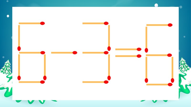 【マッチ棒クイズ】1本だけ動かして正しい式に：6-3=6？の画像