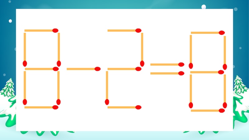 【マッチ棒クイズ】1本だけ動かして正しい式に：8-2=8？の画像