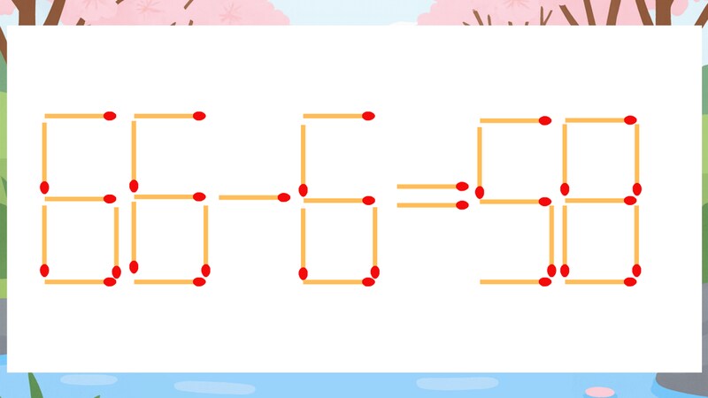 【マッチ棒クイズ】1本だけ動かして正しい式に:66-6=58?の画像