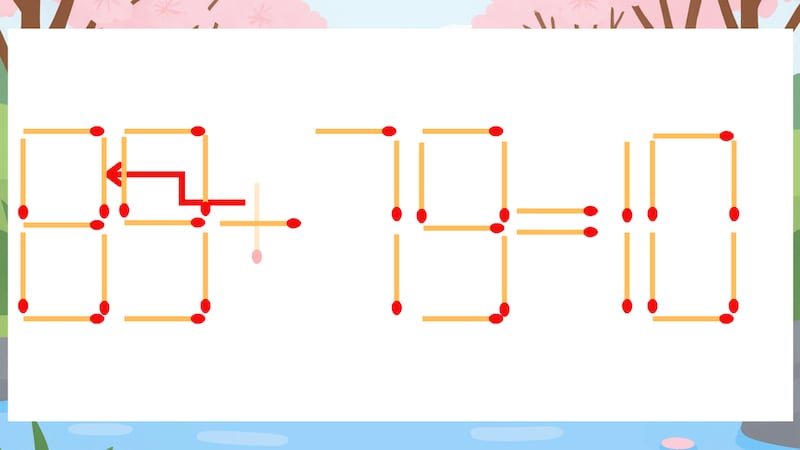 【マッチ棒クイズ】1本だけ動かして正しい式に:69+79=10?の正解画像