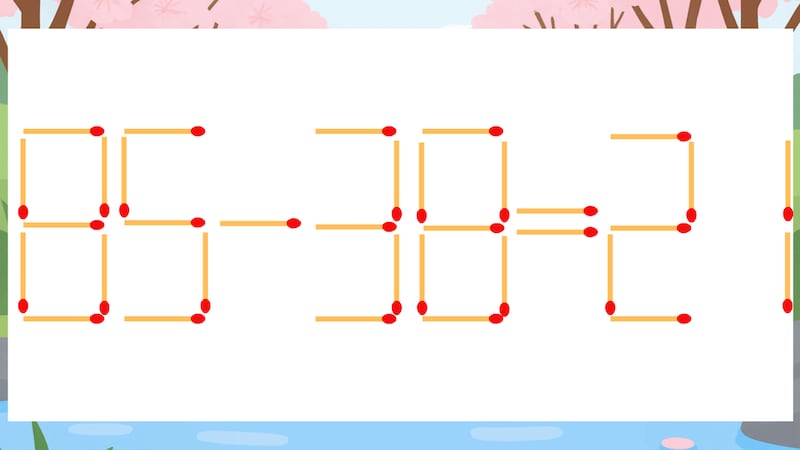 【マッチ棒クイズ】1本だけ動かして正しい式に:85-38=21?の画像